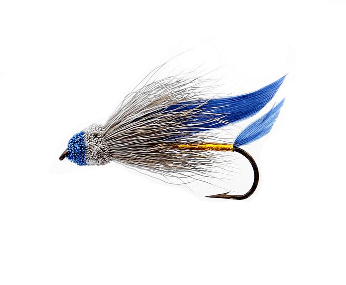 MUDDLER GOLD BLUE HEAD Snelled Fly