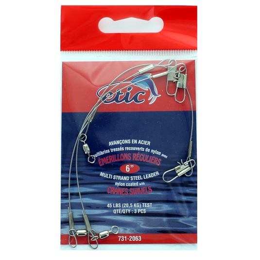 WIRE LEADER WITH CRANE SWIVEL AND INTERLOCK SNAP