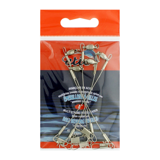 WIRE LEADER WITH BALL BEARING SWIVEL AND INTERLOCK SNAP