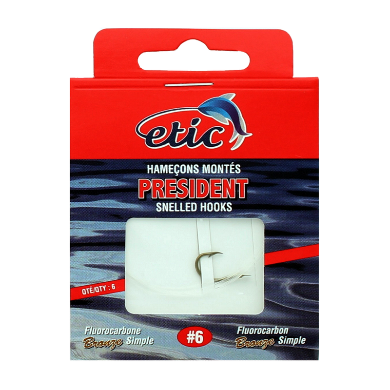 Load image into Gallery viewer, PRESIDENT BRONZE SNELLED HOOK FLUOROCARBON
